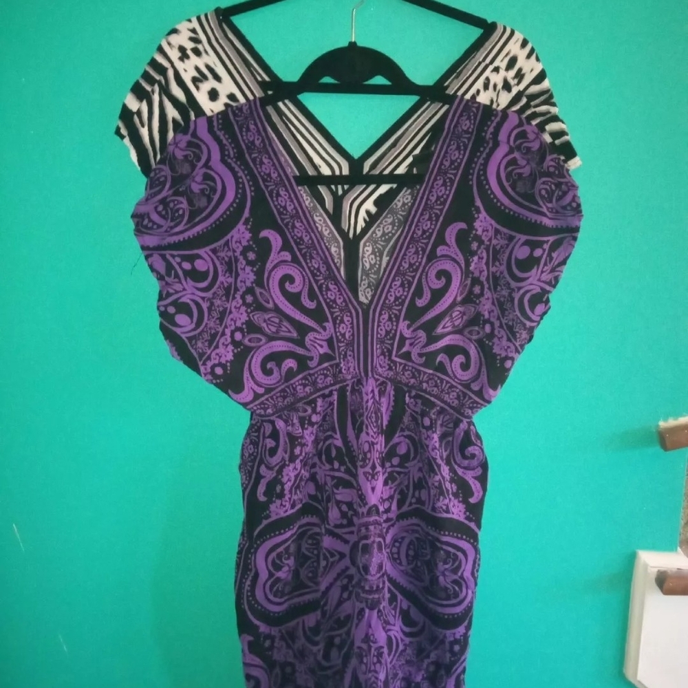 Bundle Of Women's Ultra Flirt Dress Shirts Size Large White Or Purple Plus Black